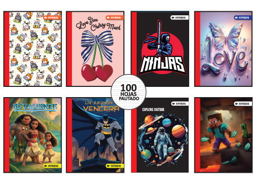 CUAD COS GDE PAUTADO 100H EMBOSADO C/STICKERS